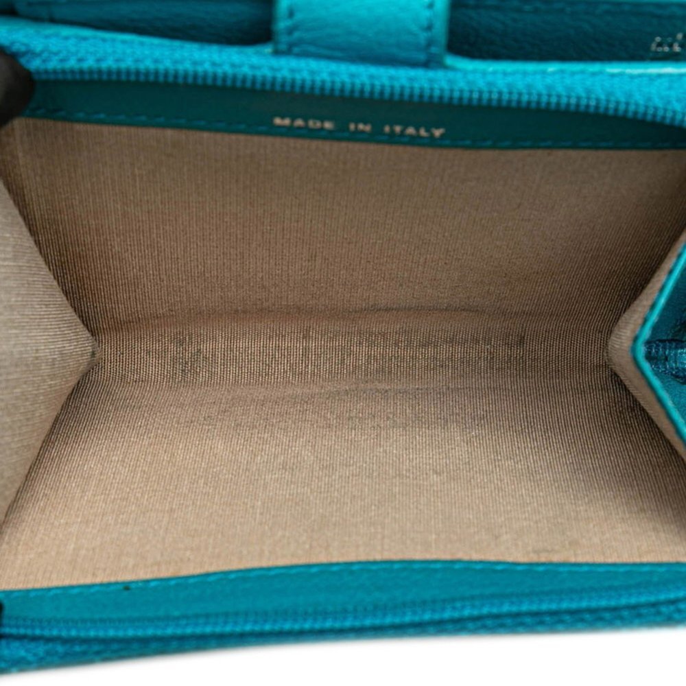 CHANEL Blue Lambskin Leather Logo Wallet - Picture 8 of 14